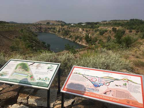 View across the old quarry to the picnic area at the Pandalgudi restoration project