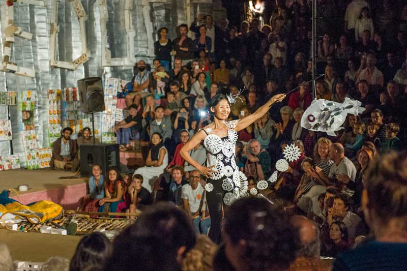 Fashion show with dresses from "waste" in Auroville